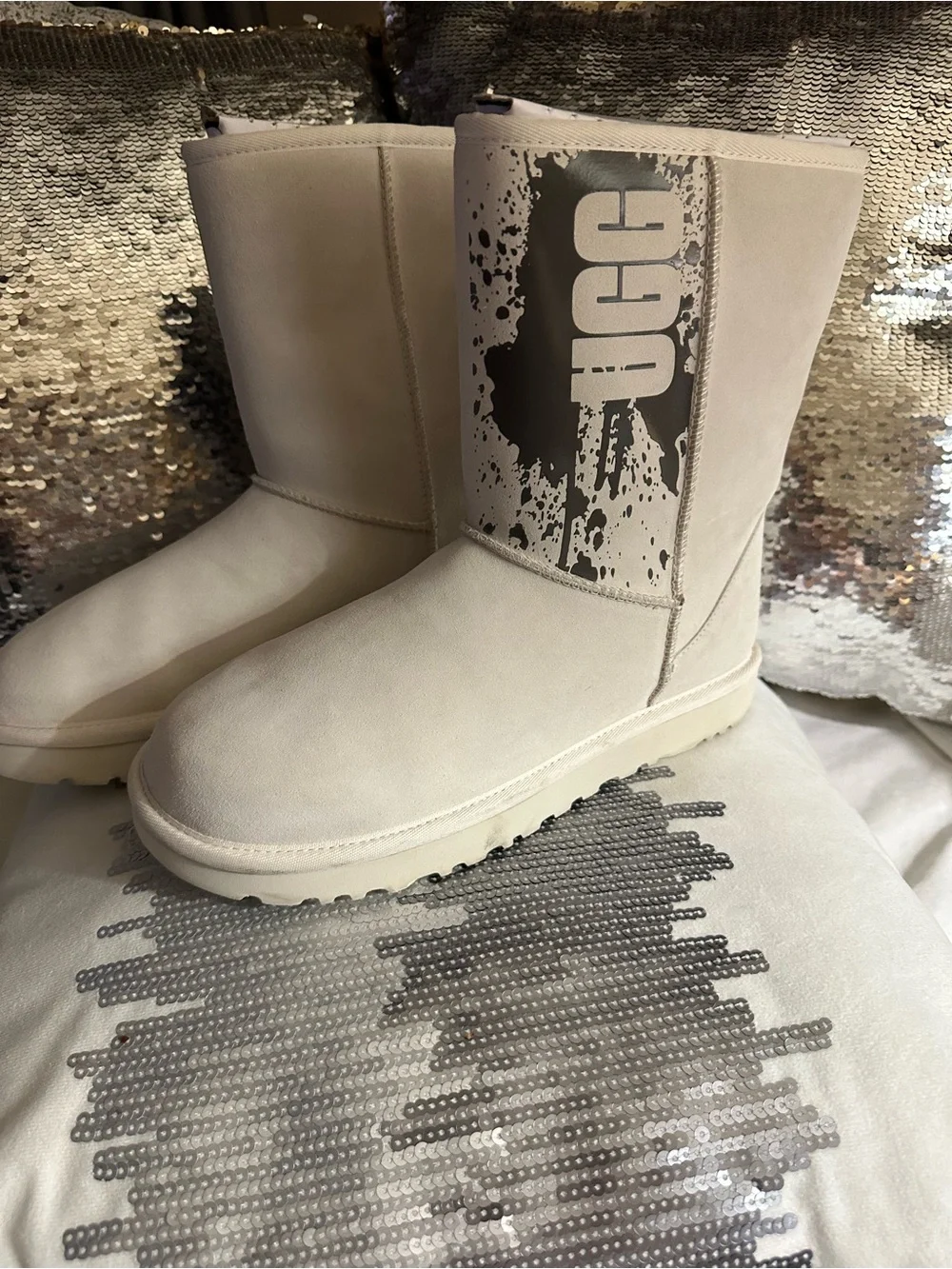 UGG Kids Cream Mid-Calf Logo Winter Boots